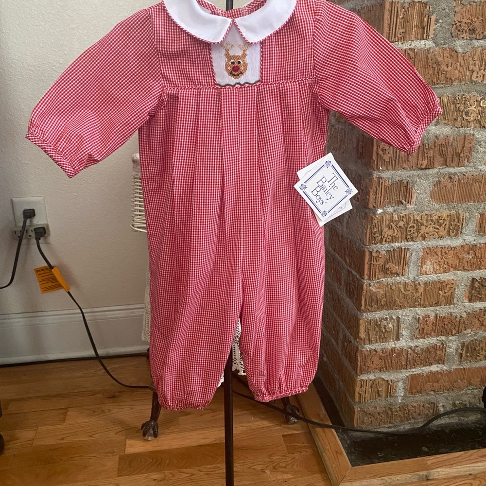 NWT The Bailey Boys Infant Christmas Smocked Long all size 6 months - Picture 14 of 16